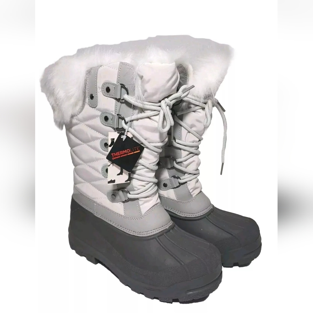 NWT Thermolite Winter Boots Lined Rubber Women's Size 6 Insulated Faux Fur Boot